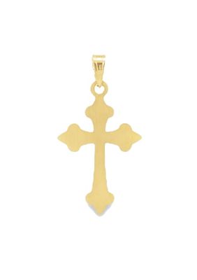 14K Yellow Gold Fleur De Lis Cross