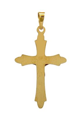14K Two Tone Gold Brushed INRI Crucifix
