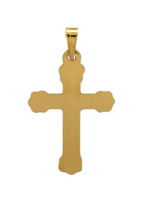 14K Two Tone Gold Textured Design INRI Crucifix