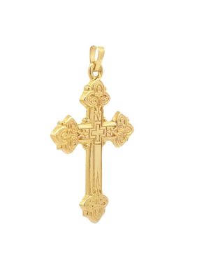 14K Yellow Gold Fancy Design Cross Pendant