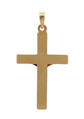 14K Two Tone Gold Modern Tube Crucifix