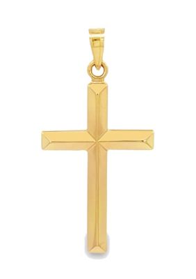 14K Yellow Gold Modern Tube Cross