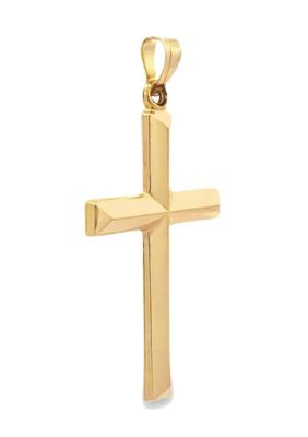 14K Yellow Gold Modern Tube Cross