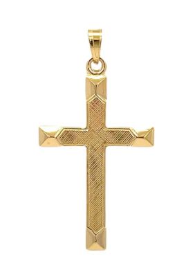 14K Yellow Gold Textured Cross