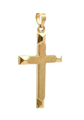 14K Yellow Gold Textured Cross