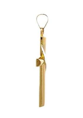 14K Two Tone Gold Tube Cross with Sash