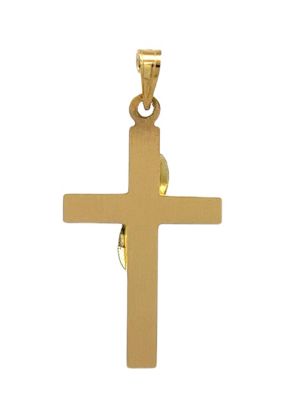 14K Two Tone Gold Tube Cross with Sash