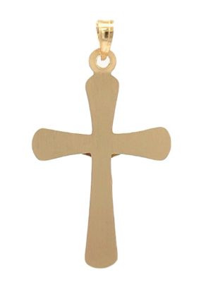 14K Two Tone Circle Edged INRI Crucifix