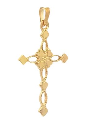 14K Yellow Gold Cut Out Design Cross