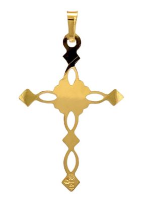 14K Yellow Gold Cut Out Design Cross