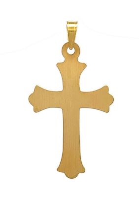 14K Yellow Gold Florentine Diamond Cross Pendant