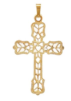 14K Yellow Gold Filagree Cross