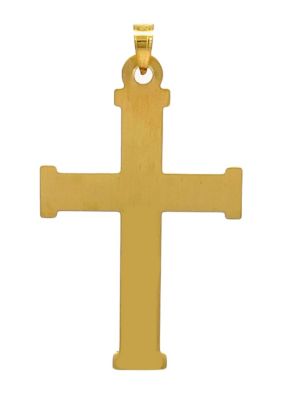 14K Yellow Gold Textured Square Edged Cross