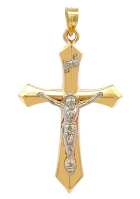 14K Two Tone Gold Large INRI Crucifix