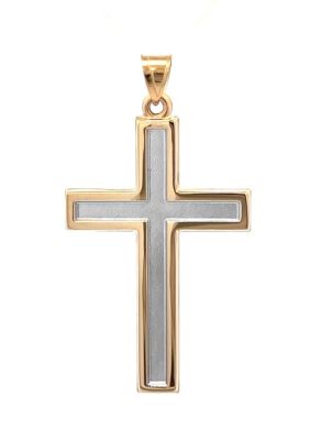 14K Two Tone Gold Cross on Cross Pendant