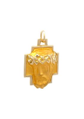 14K Yellow Gold Christ Head Pendant