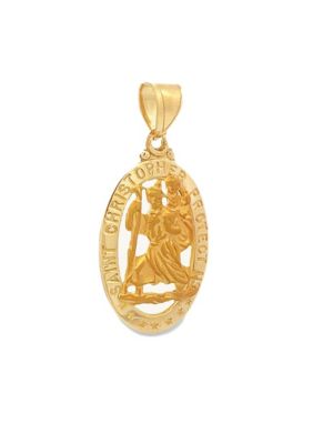 14K Yellow Gold Saint Christopher Pierced Medal