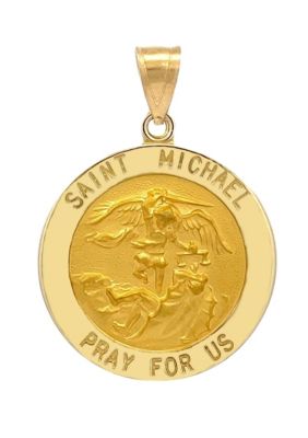 14K Yellow Gold Saint Michael Medal Size of a Dime