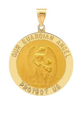 14K Yellow Gold Guardian Angel Medal