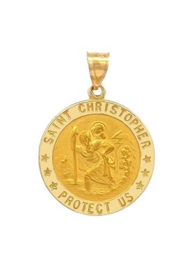 14K Yellow Gold Saint Christopher Medal Size of a Dime