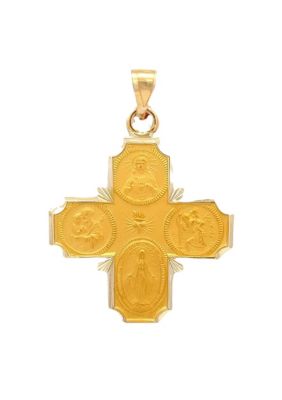 14K Yellow Gold Four Way Cross Medal