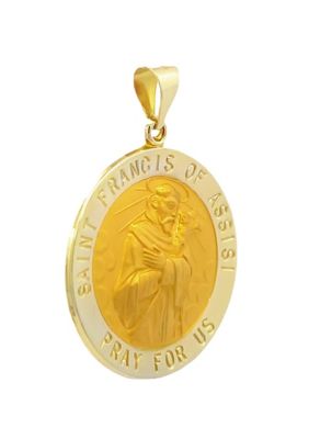 14K Yellow Gold St Francis of Assisi Medal Size of a Dime