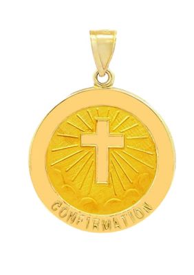 14K Yellow Gold Confirmation Cross Medal