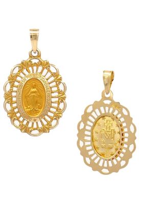 14K Yellow Gold Miraculous Pierced Frame Medal