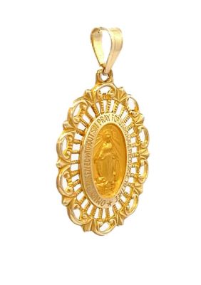 14K Yellow Gold Miraculous Pierced Frame Medal