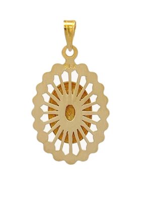 14K Yellow Gold Miraculous Beaded Frame Medal