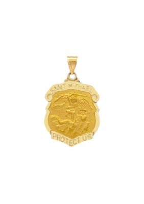 14K Yellow Gold Saint Michael Badge Medal