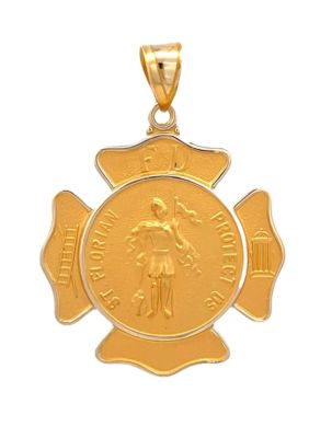 14K Yellow Gold Saint Florian Badge Medal