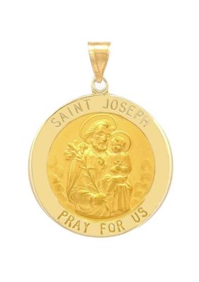 14K Yellow Gold Saint Joseph Medal Size of a Dime