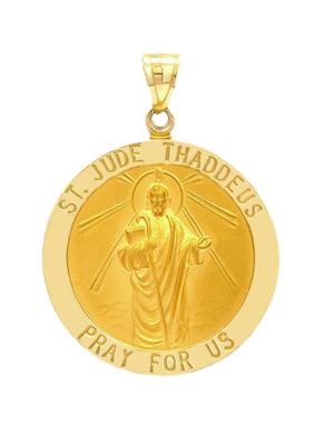 14K Yellow Gold Saint Jude Thaddeus Medal Size of a Dime