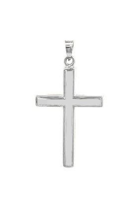 14K White Gold Reversible Plain Cross