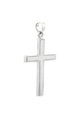 14K White Gold Reversible Plain Cross