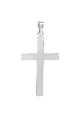 14K White Gold Reversible Plain Cross