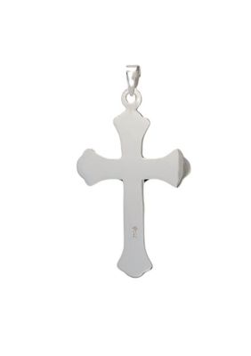 14K White Gold Brushed INRI Crucifix