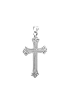 14K White Gold Brushed Cross