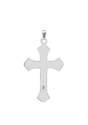 14K White Gold Brushed Cross