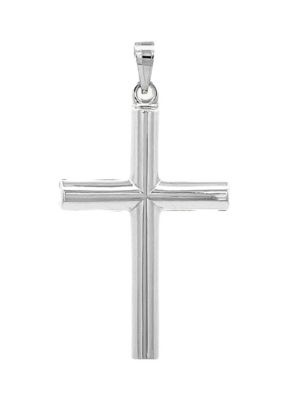 14K White Gold Tube Cross