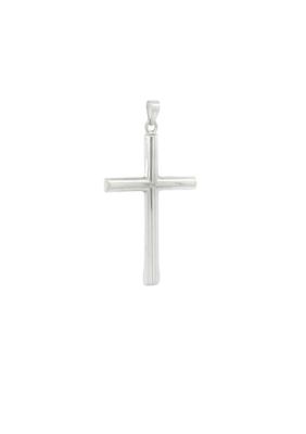 14K White Gold Tube Cross