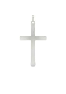 14K White Gold Tube Cross