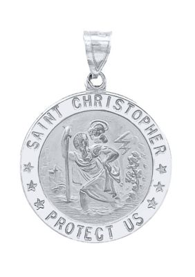 14K White Gold Saint Christopher Medal