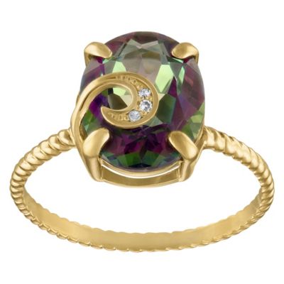Jordan Blue NYC 10K Gold Mystic Topaz And Diamond Ring, 6