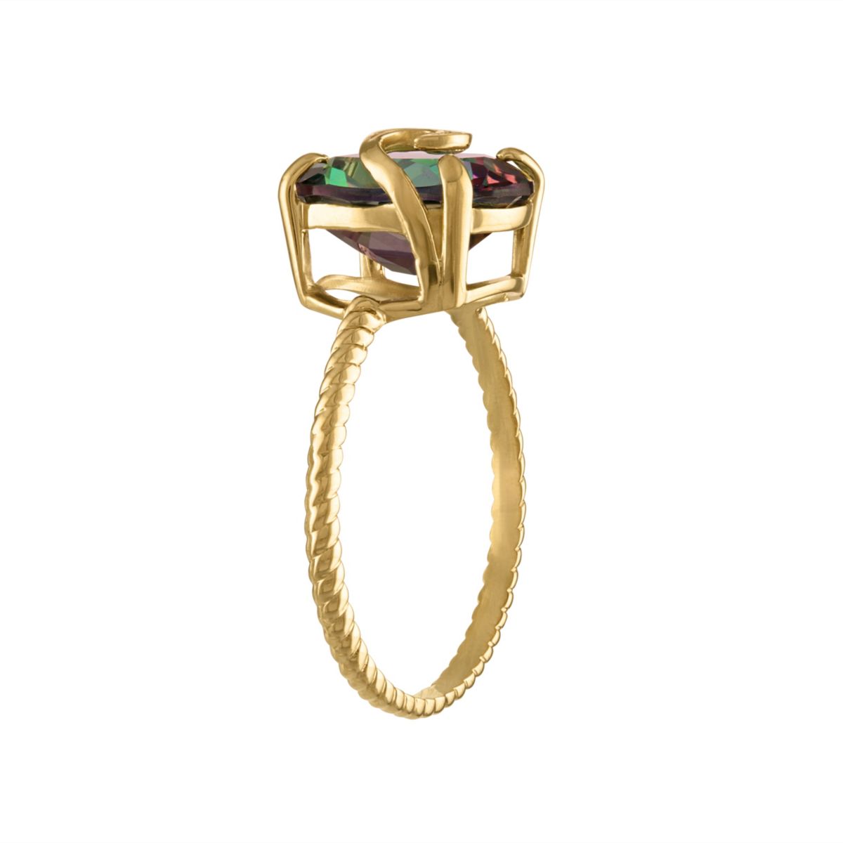 10K Gold Mystic Topaz And Diamond Ring