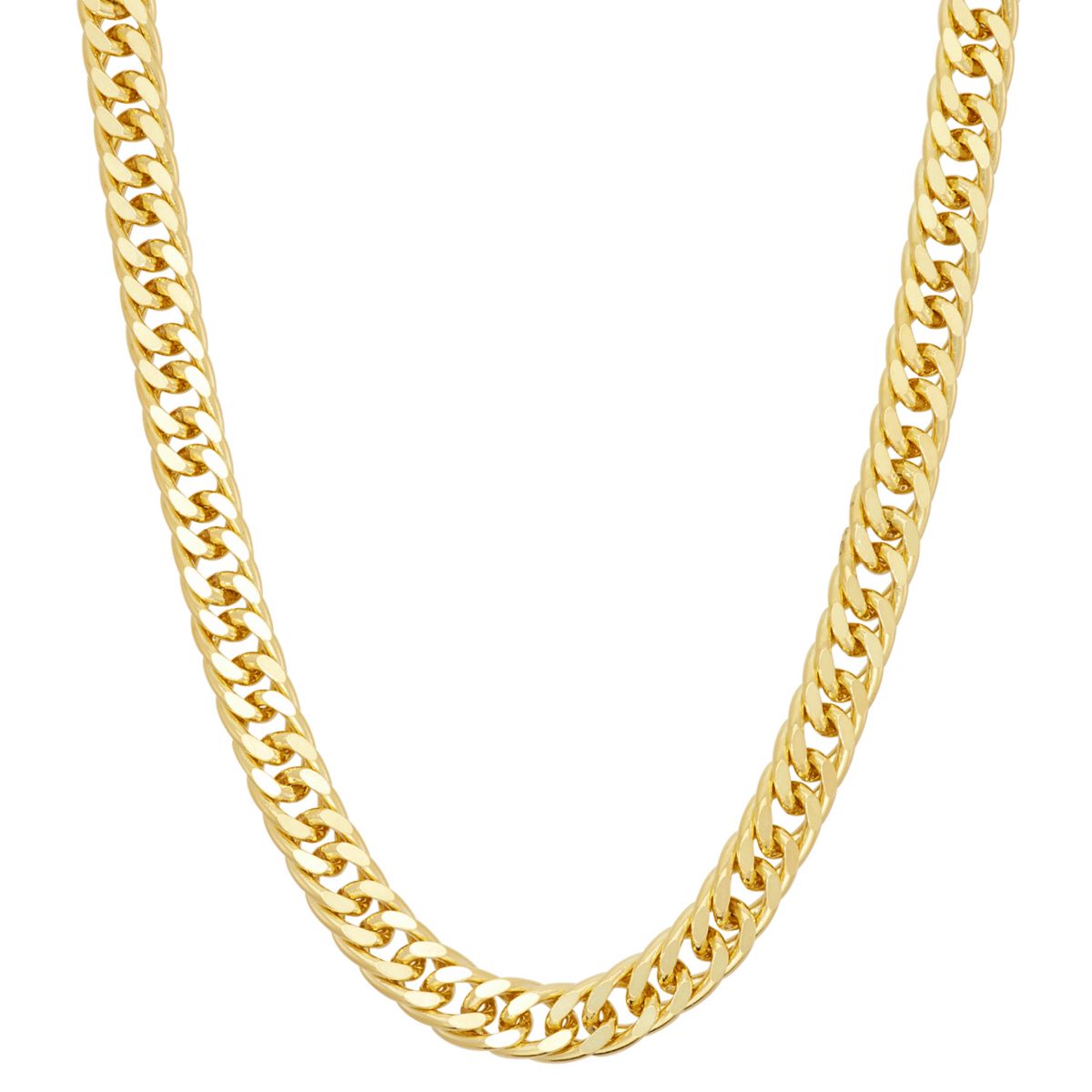 14K Gold Over Sterling Silver Mens Silver Curb Chain Necklace