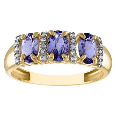 Jordan Blue NYC 10K Gold London Blue Topaz And Diamond Ring, 7