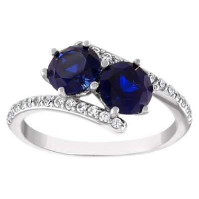 Jordan Blue NYC Lab Created Sterling Silver Created Sapphire And White Sapphire Ring, 10