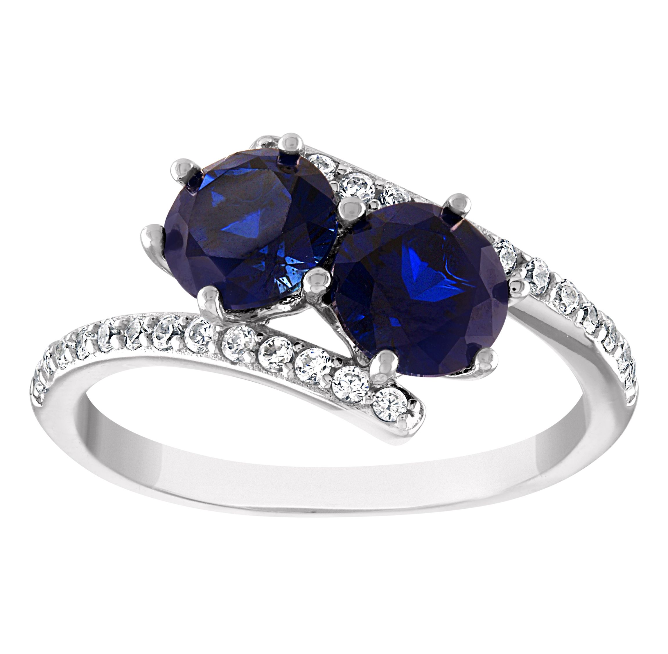 Lab Created Sterling Silver Created Sapphire And White Sapphire Ring